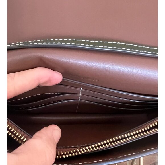 Stunning! Tory Burch Petite Lee Radziwill Olive Leather & Suede Crossbody/Shoul - Picture 11 of 14